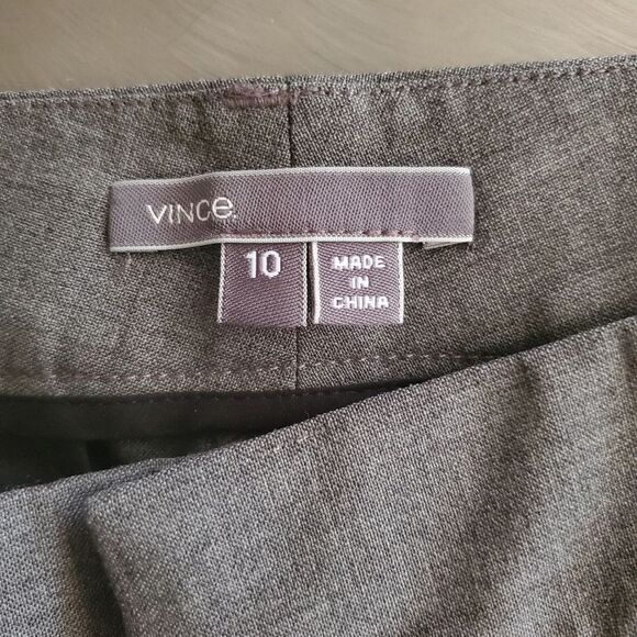 Vince Contrast Panel High Rise Tapered Leg Wool Trouser Pants Gray Black 10 - Picture 11 of 13